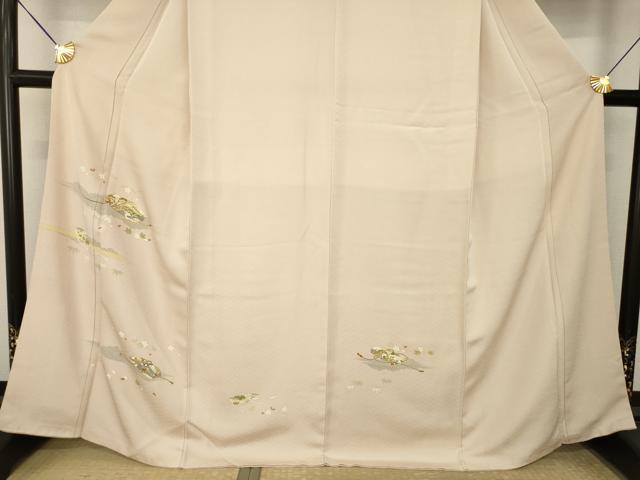 平和屋着物●訪問着　駒刺繍　花文箱文　正絹　逸品　AABL0007ck