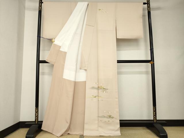 平和屋着物●訪問着　駒刺繍　花文箱文　正絹　逸品　AABL0007ck
