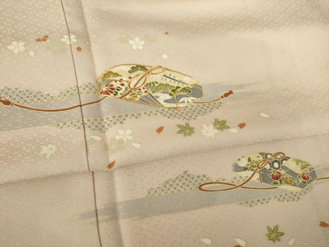 平和屋着物●訪問着　駒刺繍　花文箱文　正絹　逸品　AABL0007ck