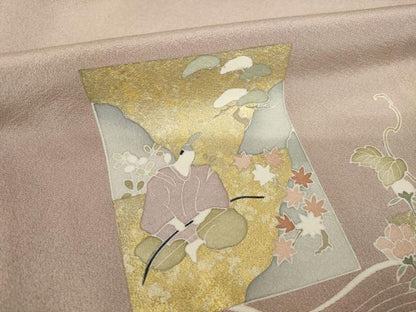 平和屋着物●豪華色留袖　友禅　立波人物文　暈し染め　金彩　正絹　逸品　AABL0008ck
