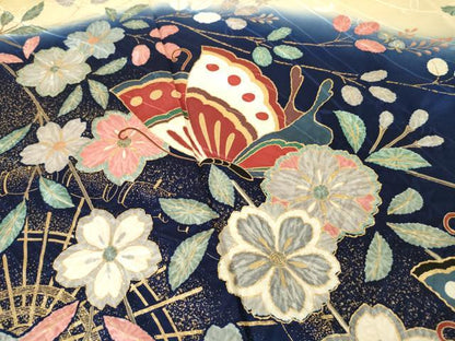 平和屋着物●豪華振袖　絞り　花蝶文　暈し染め　金彩　正絹　逸品　AABL0009ck