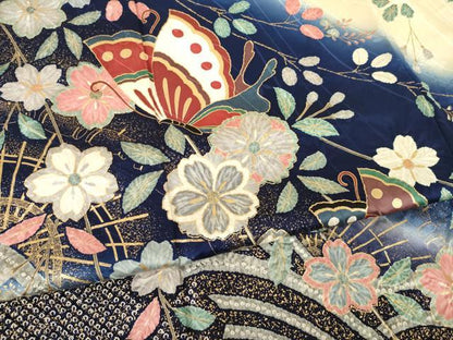 平和屋着物●豪華振袖　絞り　花蝶文　暈し染め　金彩　正絹　逸品　AABL0009ck