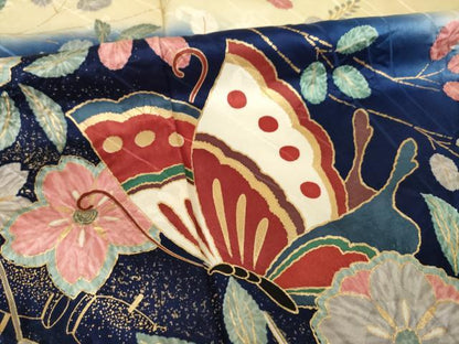 平和屋着物●豪華振袖　絞り　花蝶文　暈し染め　金彩　正絹　逸品　AABL0009ck