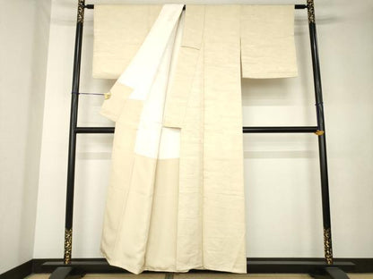 平和屋着物●上質な色無地　立波地紋　蜂蜜色　正絹　逸品　AABL0010ck