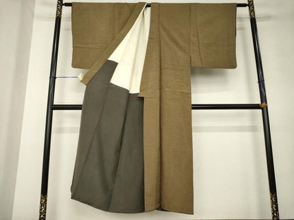 平和屋着物●男性　お召　縞　正絹　逸品　AABL0012ck