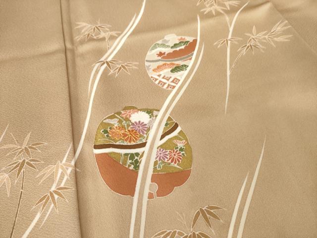 平和屋着物●訪問着　友禅　駒刺繍　鈴　正絹　逸品　AABL0014ck