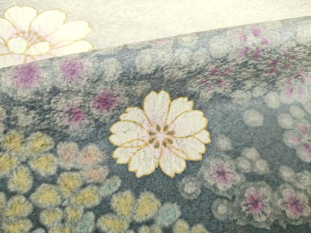 平和屋着物●訪問着　絞り　舞花文　暈し染め　金彩　金通し地　正絹　逸品　AABL0018ck