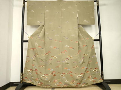 平和屋着物●訪問着　松文　金彩　正絹　逸品　AABL0019ck