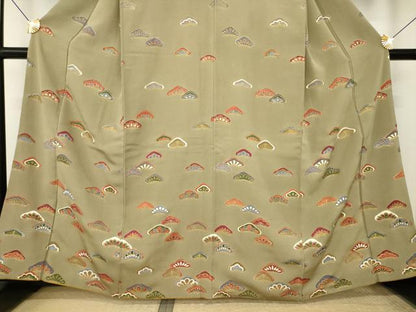 平和屋着物●訪問着　松文　金彩　正絹　逸品　AABL0019ck
