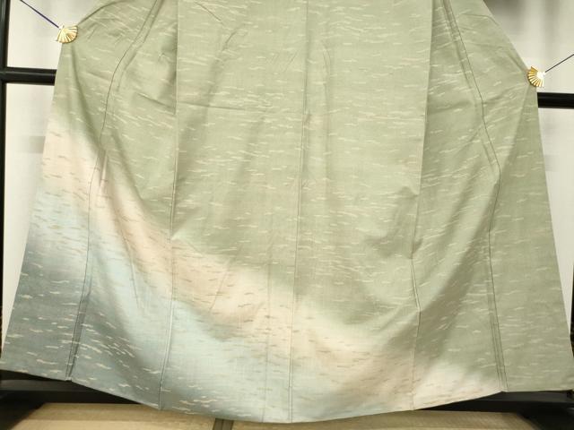 平和屋着物●訪問着　紬地　霞文　暈し染め　正絹　逸品　AABL0020ck