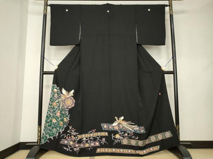 平和屋着物●豪華黒留袖　作家物　正倉院鳳凰花文　正絹　逸品　AABL0023ck