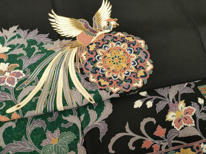 平和屋着物●豪華黒留袖　作家物　正倉院鳳凰花文　正絹　逸品　AABL0023ck