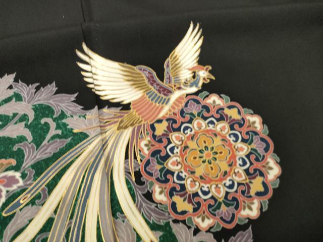 平和屋着物●豪華黒留袖　作家物　正倉院鳳凰花文　正絹　逸品　AABL0023ck