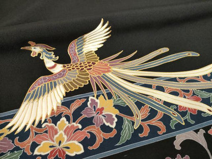 平和屋着物●豪華黒留袖　作家物　正倉院鳳凰花文　正絹　逸品　AABL0023ck