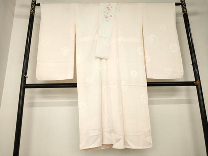 平和屋着物●長襦袢　袷　花地紋　暈し染め　半衿刺繍　正絹　逸品　AABL0024ck