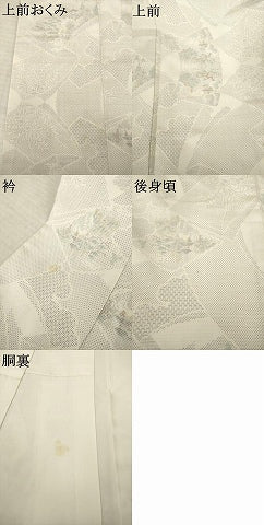 平和屋着物●本場大島紬　白大島　9マルキ　短冊風景文　正絹　逸品　AABL0025ck