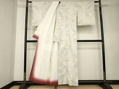 平和屋着物●本場大島紬　白大島　9マルキ　短冊風景文　正絹　逸品　AABL0025ck