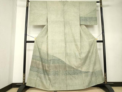 平和屋着物●訪問着　作家物　紬地　幾何学文様　正絹　逸品　AABL0028ck