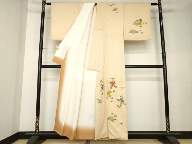 平和屋着物●訪問着　唐子　正絹　逸品　AABL0031ck