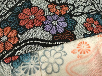 平和屋着物●豪華振袖　総絞り　流水花文　暈し染め　正絹　逸品　AABL0033ck