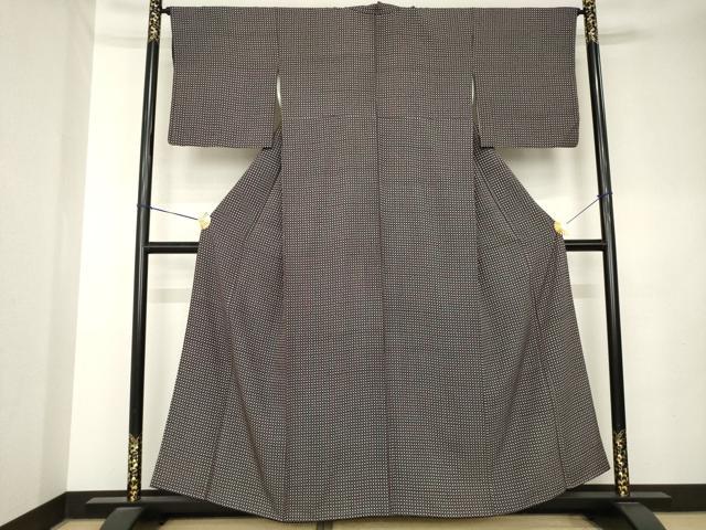 平和屋着物●上質な小紋　小花文　黒地　正絹　逸品　AABL0035ck