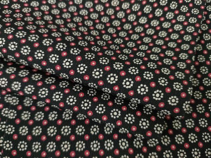 平和屋着物●上質な小紋　小花文　黒地　正絹　逸品　AABL0035ck