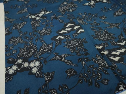 平和屋着物●浦野理一　型染　小紋　花鳥文　正絹　逸品　AABL0036ck