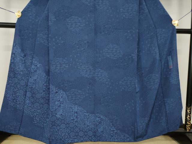 平和屋着物●藍染作家　喜多野良造　訪問着　型染め　切嵌文　正絹　逸品　AABL0037ck
