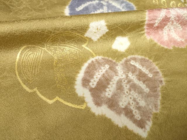 平和屋着物●創業460年・千總　訪問着　絞り　駒刺繍　草花文　金彩　三越扱い　正絹　逸品　AABL0040ck