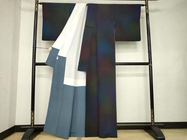 平和屋着物●前田仁仙　仁仙更紗　小紋　霞文　暈し染め　正絹　逸品　AABL0041ck