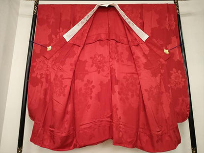 平和屋着物●豪華振袖・長襦袢(無双仕立て)セット　総絞り　駒刺繍　花丸文　黒地　ロング丈　正絹　逸品　AABL0042ck