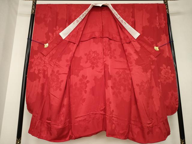 平和屋着物●豪華振袖・長襦袢(無双仕立て)セット　総絞り　駒刺繍　花丸文　黒地　ロング丈　正絹　逸品　AABL0042ck