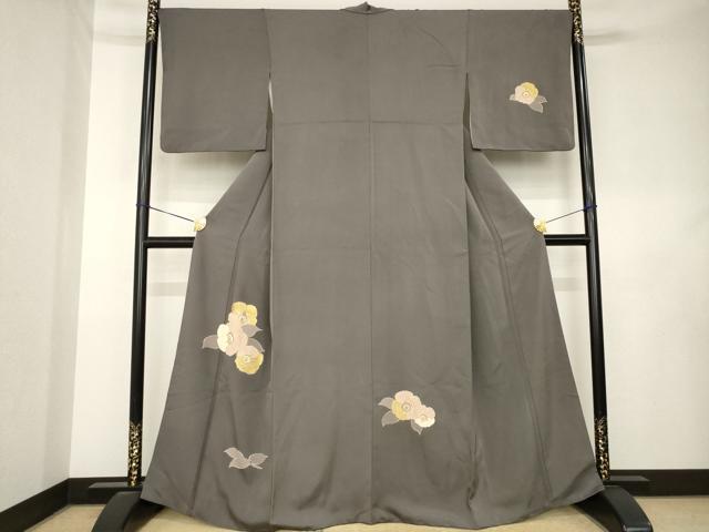 平和屋着物●訪問着　駒刺繍　舞花文　金彩　正絹　逸品　AABL0045ck