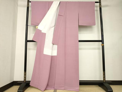 平和屋着物●上質な色無地　退紅色　正絹　逸品　AABL0046ck