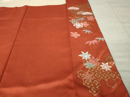 平和屋着物●豪華振袖　駒刺繍　御所車花文　正絹　逸品　AABL0049ck