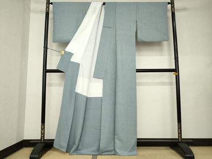 平和屋着物●上質な色無地　鉛色　正絹　逸品　AABL0050ck