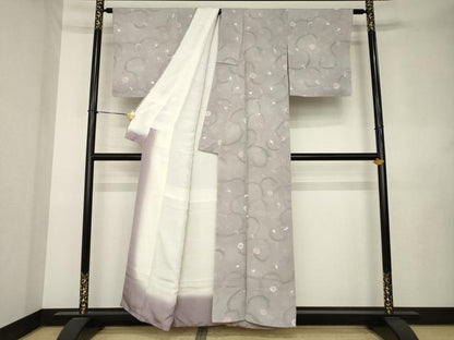 平和屋着物●上質な小紋　花唐草文　地紋起こし　正絹　逸品　AABL0053ck