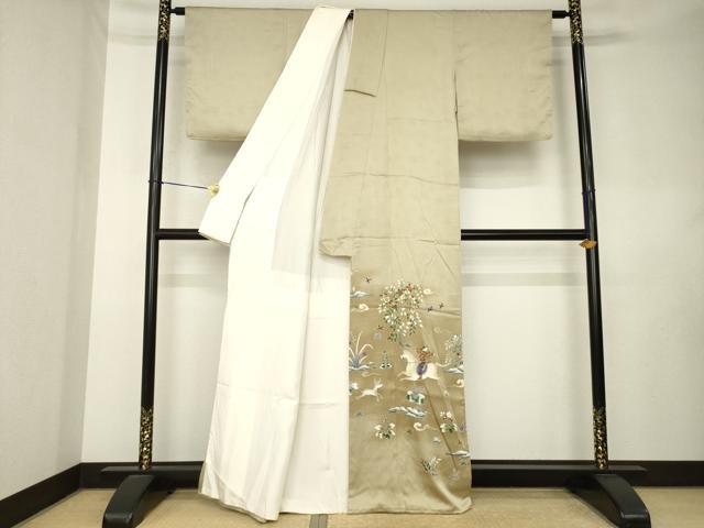 平和屋着物●豪華色留袖　刺繍　狩猟文　金糸　正絹　逸品　AABL0056ck