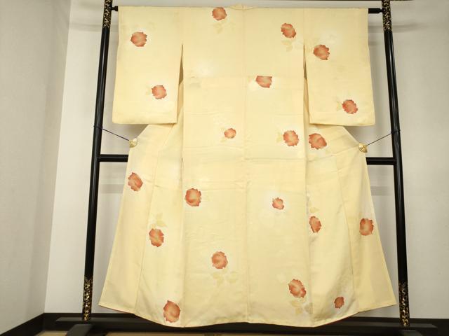 平和屋着物●上質な小紋　地紋起こし　舞花文　正絹　逸品　AABL0057ck