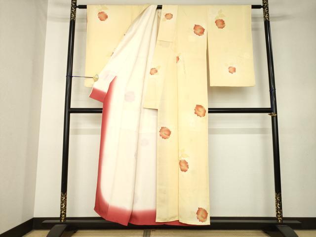 平和屋着物●上質な小紋　地紋起こし　舞花文　正絹　逸品　AABL0057ck