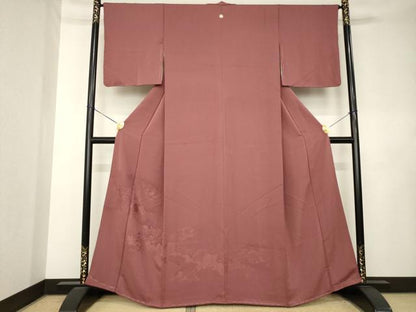 平和屋着物●豪華色留袖　雲重ね花地紋　蘇芳香色　正絹　逸品　未使用　AABL0062ck