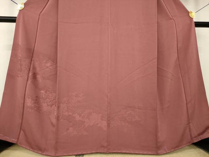 平和屋着物●豪華色留袖　雲重ね花地紋　蘇芳香色　正絹　逸品　未使用　AABL0062ck