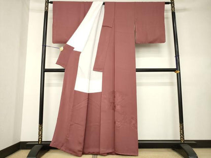 平和屋着物●豪華色留袖　雲重ね花地紋　蘇芳香色　正絹　逸品　未使用　AABL0062ck