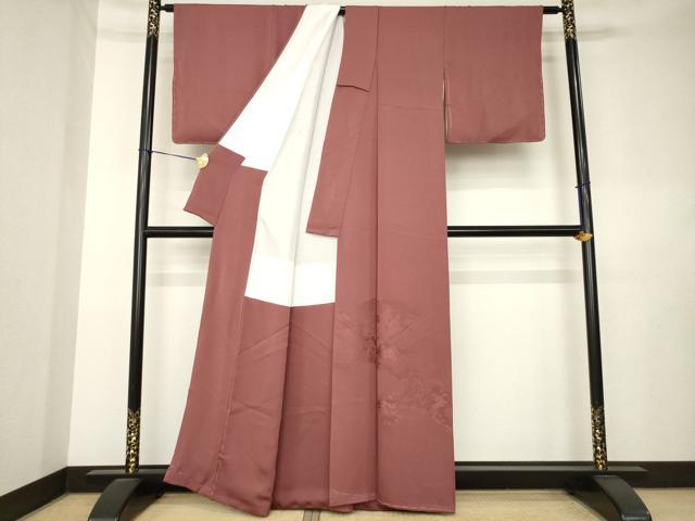 平和屋着物●豪華色留袖　雲重ね花地紋　蘇芳香色　正絹　逸品　未使用　AABL0062ck