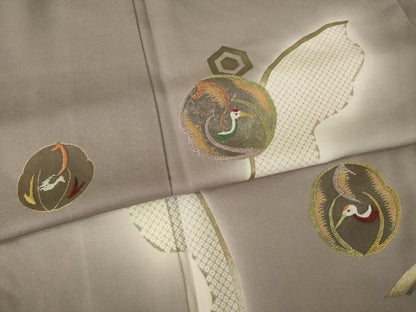 平和屋着物●奥村悟　訪問着　駒刺繍　竹屋町刺繍　鶴　暈し染め　金彩　正絹　逸品　AABL0063ck