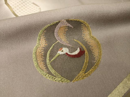 平和屋着物●奥村悟　訪問着　駒刺繍　竹屋町刺繍　鶴　暈し染め　金彩　正絹　逸品　AABL0063ck