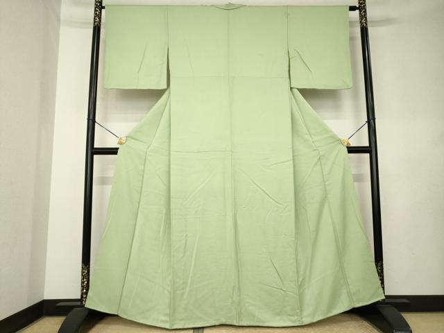平和屋着物●本草木染作家　圓啓　色無地　亀甲地紋　柳茶色　正絹　逸品　AABL0064ck