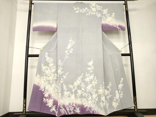 平和屋着物●訪問着　作家物　枝花文　暈し染め　正絹　逸品　AABL0065ck