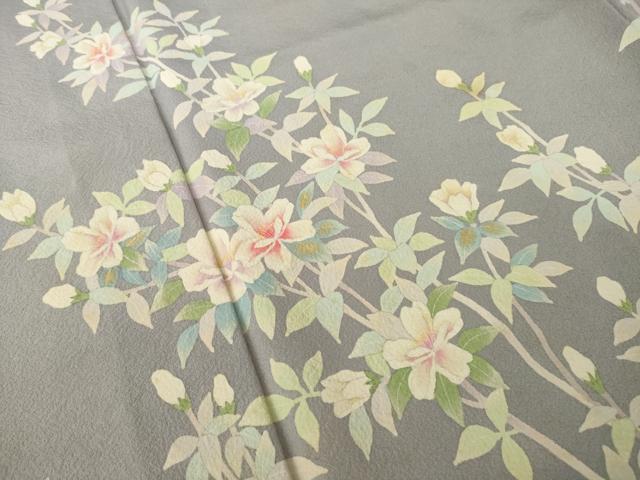 平和屋着物●訪問着　作家物　枝花文　暈し染め　正絹　逸品　AABL0065ck