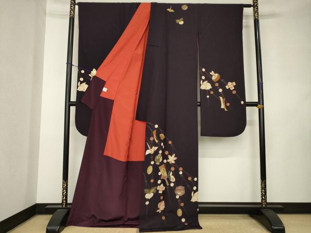 平和屋着物●豪華振袖　玩具文　赤錆色　洗える着物　AABL0066ck